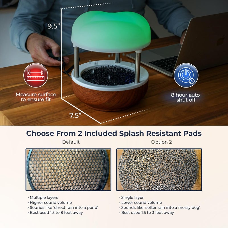 Mindsight ‘Calming Cloud’ Tabletop Water Fountain | Quiet Pump | Splash Resistant | Zen & Nature Décor | Promotes Focus, Stress Relief, Productivity, Sleep | Reminder to Pause & Reset | Desk Accessory - Image 3